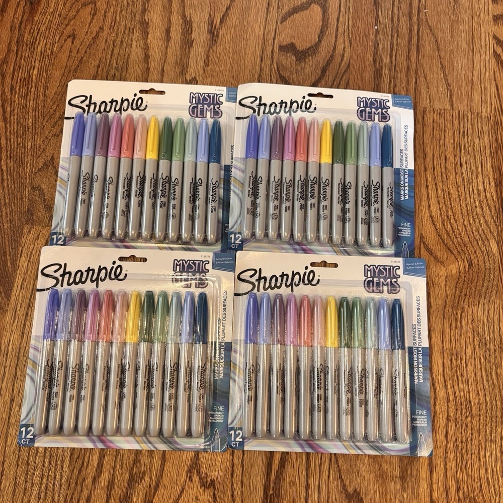 Lot of 4 Sharpie Mystic Gems Fine Point Permanent Markers 12 Ct Special Edition